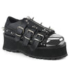 GRAVEDIGGER-03 Plateau Schuh schwarz Schnallen und Nieten Gothic von DemoniaCult