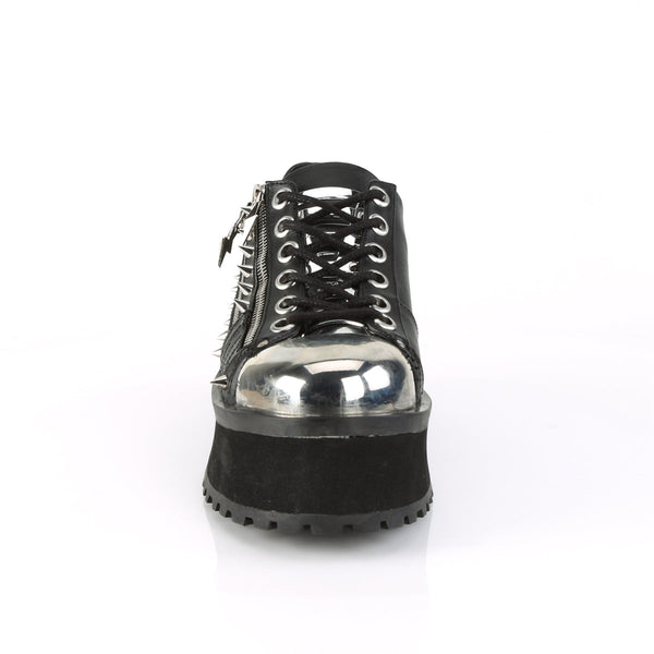 GRAVEDIGGER-04 Plateau Schuh schwarz Schnürung Nieten Gothic von DemoniaCult – Ansicht 2