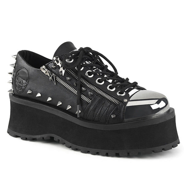 GRAVEDIGGER-04 Plateau Schuh schwarz Schnürung Nieten Gothic von DemoniaCult