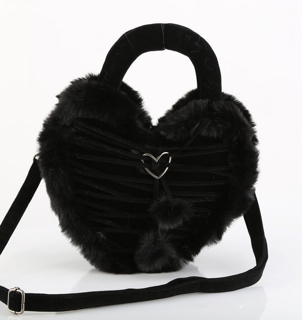 HB-631 Handtasche Herz Schwarz von DemoniaCult – Ansicht 2
