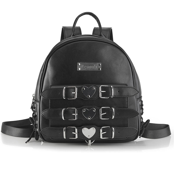 HB-675 Rucksack mit Herzdetails Schwarz von DemoniaCult