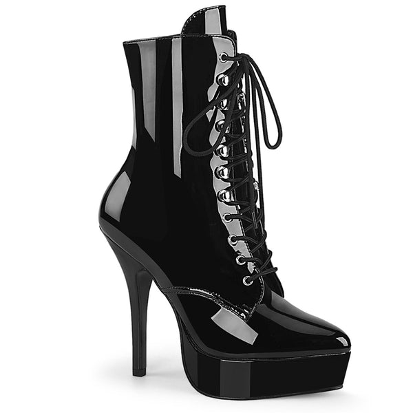 INDULGE-1020 Plateau Stiefeletten Lack Schwarz von Devious