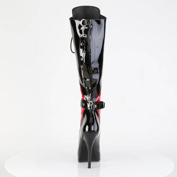 INDULGE-2028 Plateau Stiefel - Rot/Schwarz Lack von Devious – Ansicht 4