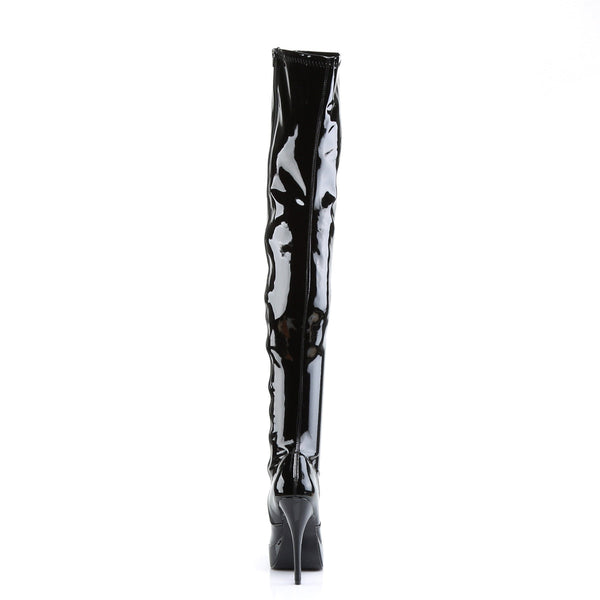 INDULGE-3000 Plateau Overknee Stiefel Schwarz Lack von Devious – Ansicht 4