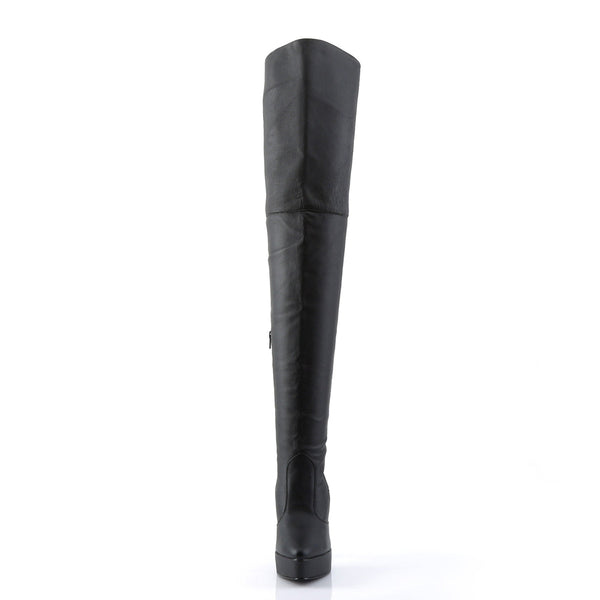 INDULGE-3011 Plateau Overknee Stiefel Schwarz von Devious – Ansicht 2