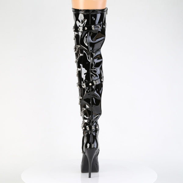 INDULGE-3026 Plateau Overknee Stiefel - Schwarz Lack von Devious – Ansicht 4