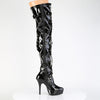 INDULGE-3026 Plateau Overknee Stiefel - Schwarz Lack von Devious – Ansicht 5