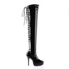 INDULGE-3063 Plateau Overknee Stiefel Lack Schwarz von Devious – Ansicht 5