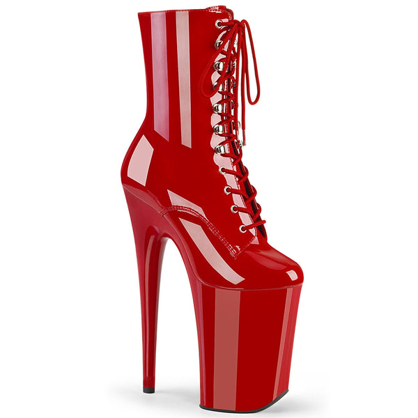 INFINITY-1020 Stiefelette Plateauschuhe Rot von Pleaser