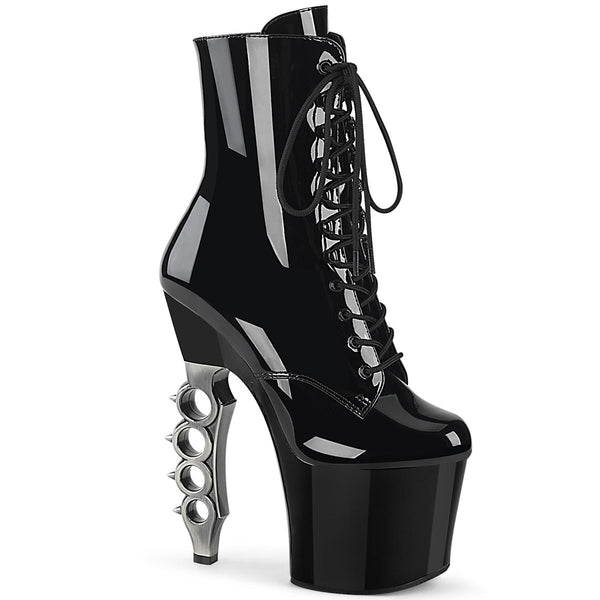 IRONGRIP-1020 Plateau Stiefeletten Lack Silber/Schwarz von Pleaser