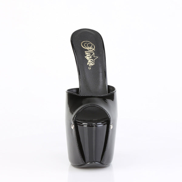 JUBILANT-01 Plateau Peeptoe Pantoletten - Schwarz Lack von Pleaser – Ansicht 2