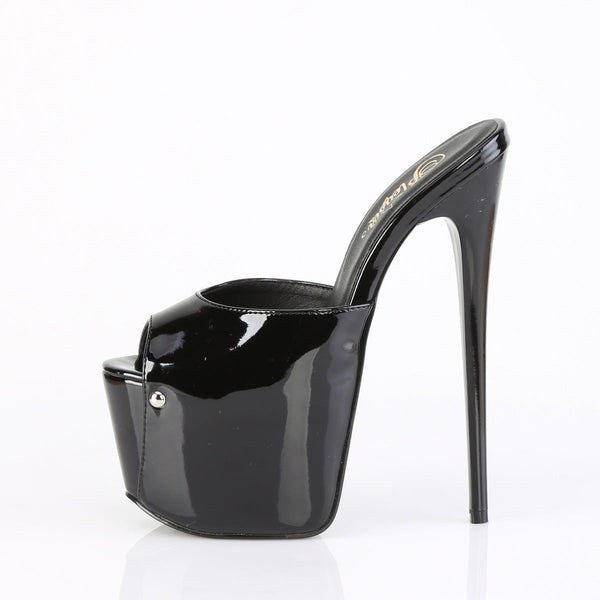 JUBILANT-01 Plateau Peeptoe Pantoletten - Schwarz Lack von Pleaser – Ansicht 3