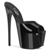 JUBILANT-01 Plateau Peeptoe Pantoletten - Schwarz Lack von Pleaser