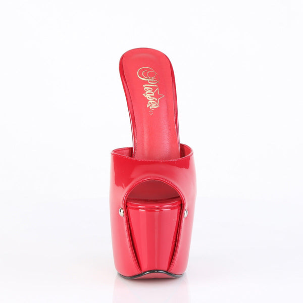 JUBILANT-01 Plateau Peeptoe Pantoletten - Rot Lack von Pleaser – Ansicht 2