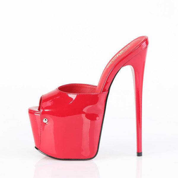 JUBILANT-01 Plateau Peeptoe Pantoletten - Rot Lack von Pleaser – Ansicht 3