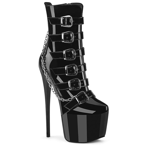 JUBILANT-1015 Plateau Stiefeletten Schwarz Lack von Pleaser