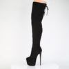 JUBILANT-3007 FS Plateau Overkneestiefel Schwarz Velour von Pleaser – Ansicht 3