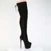 JUBILANT-3007 FS Plateau Overkneestiefel Schwarz Velour von Pleaser – Ansicht 5