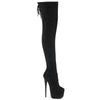 JUBILANT-3007 FS Plateau Overkneestiefel Schwarz Velour von Pleaser