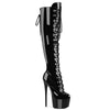 JUBILANT-3012 Plateau Stiefel Schwarz Lack von Pleaser