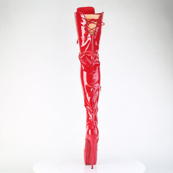 JUBILANT-4012 Overkneestiefel Plateauschuhe Rot von Pleaser – Ansicht 4