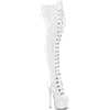 JUBILANT-4012 Overkneestiefel Plateauschuhe Weiß von Pleaser