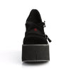 KERA-10 Plateau Schuh schwarz samt Fledermaus Schnallen Mary Janes von DemoniaCult – Ansicht 2