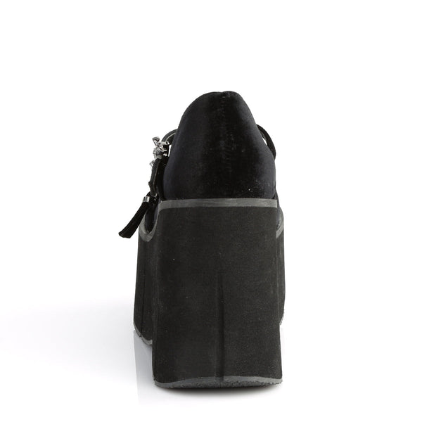 KERA-10 Plateau Schuh schwarz samt Fledermaus Schnallen Mary Janes von DemoniaCult – Ansicht 4