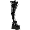 KERA-303 Plateau Overknee Stiefel schwarz Lack Schnürung Schleifen | DemoniaCult