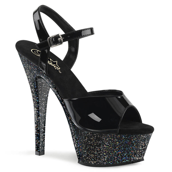 KISS-209MG Plateau Sandaletten Schwarz/Glitter von Pleaser