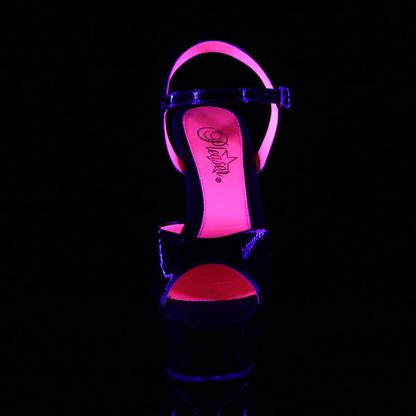 KISS-209TT Plateau Sandaletten Lack Schwarz Pink UV von Pleaser – Ansicht 2