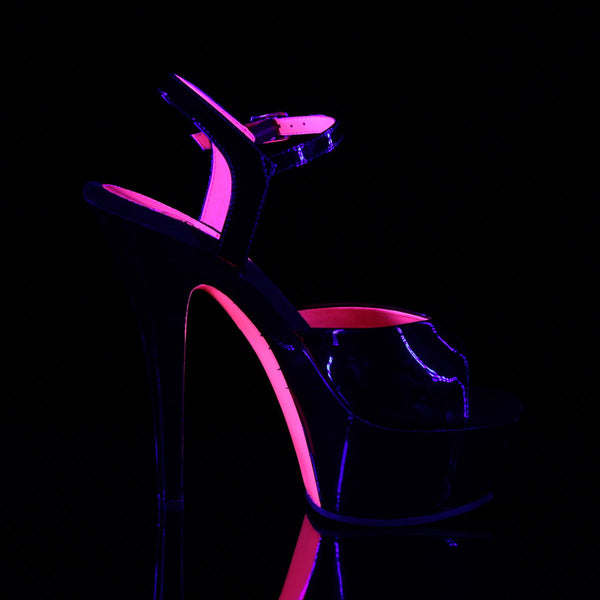 KISS-209TT Plateau Sandaletten Lack Schwarz Pink UV von Pleaser – Ansicht 5