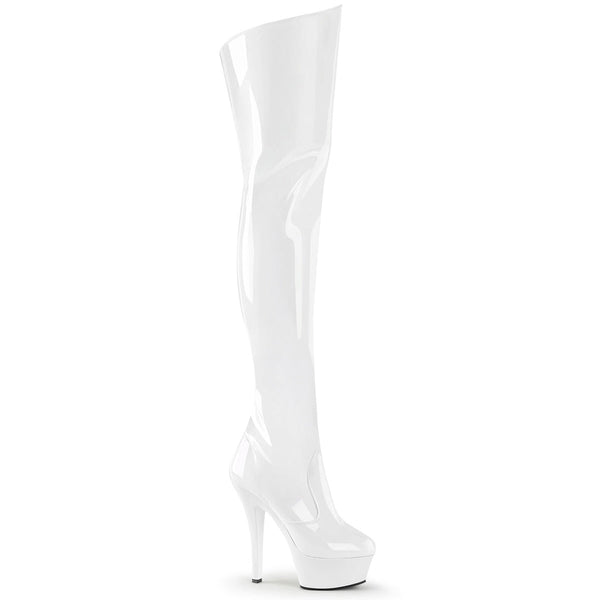 KISS-3010 Plateau Overknee Stiefel Weiß Lack von Pleaser