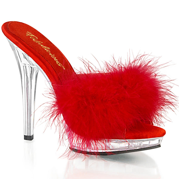 LIP-101-8 Plateau Pantoletten Rot/Transparent von Fabulicious