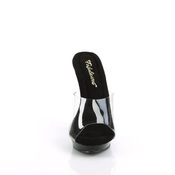 LIP-101 Plateau Pantoletten Transparent/Schwarz von Fabulicious – Ansicht 2