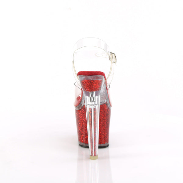 LOVESICK-708SG - Plateau High Heel Sandaletten - Rot Glitzer von Pleaser – Ansicht 4