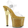 LOVESICK-708SG - Plateau High Heel Sandaletten - Gold Glitzer | Pleaser