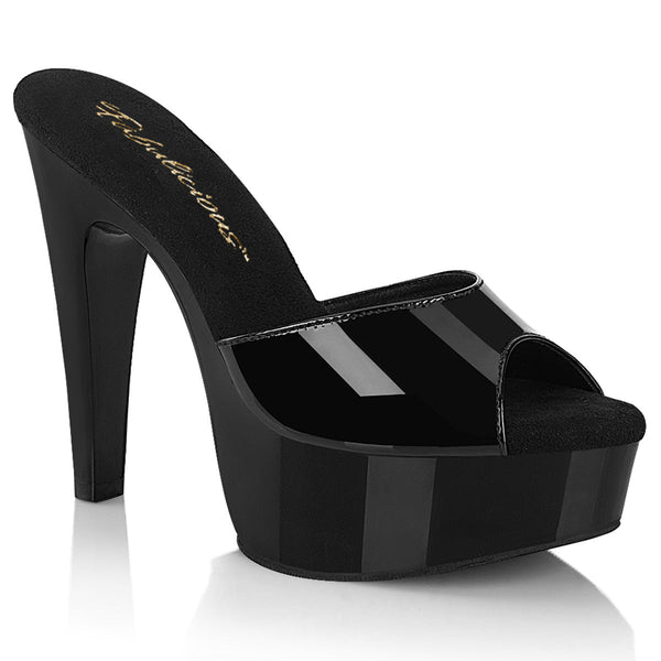 MARTINI-501 Plateau Pantoletten Schwarz Lack von Pleaser