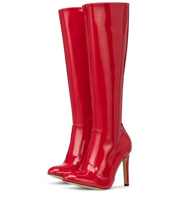 Michael Soul DONNA - Klassische Stiletto Stiefel in rot lack SALE