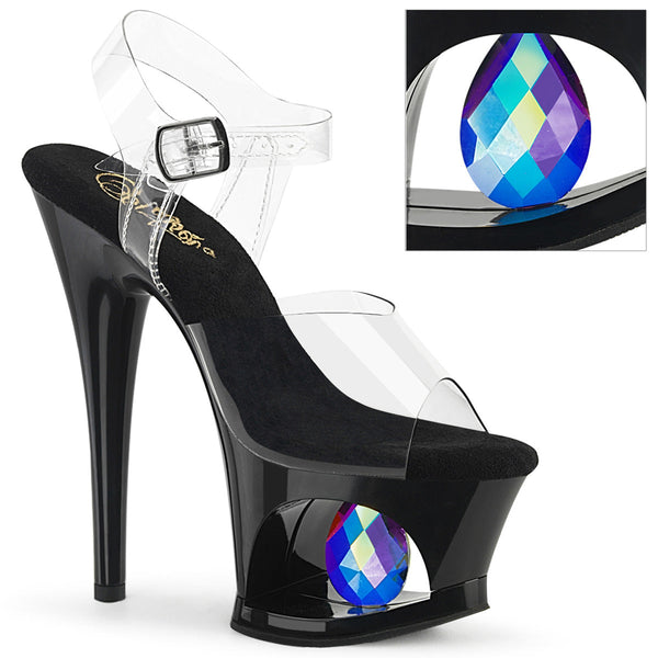 MOON-708DIA - Plateau High Heel Sandaletten - Schwarz Lack von Pleaser