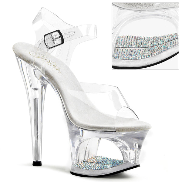 MOON-708DM Plateau Sandaletten klar/transparent von Pleaser