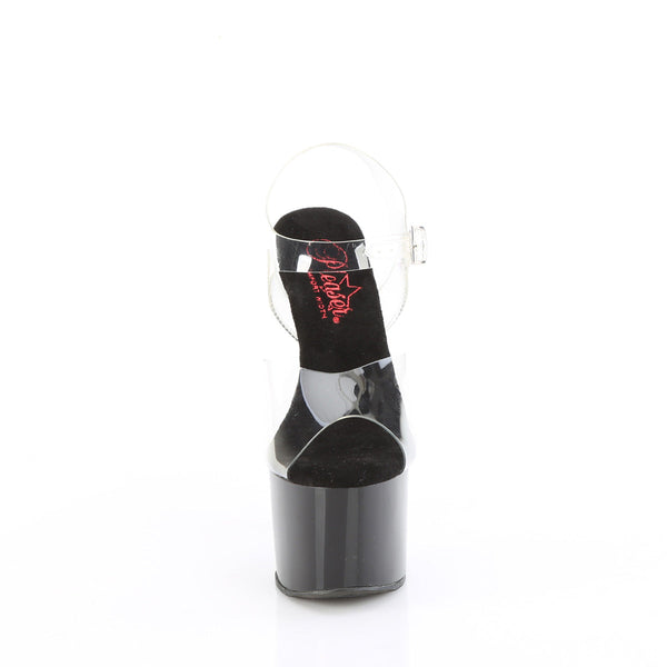 PASSION-708 - Plateau High Heel Sandaletten - Schwarz/Transparent von Pleaser – Ansicht 2