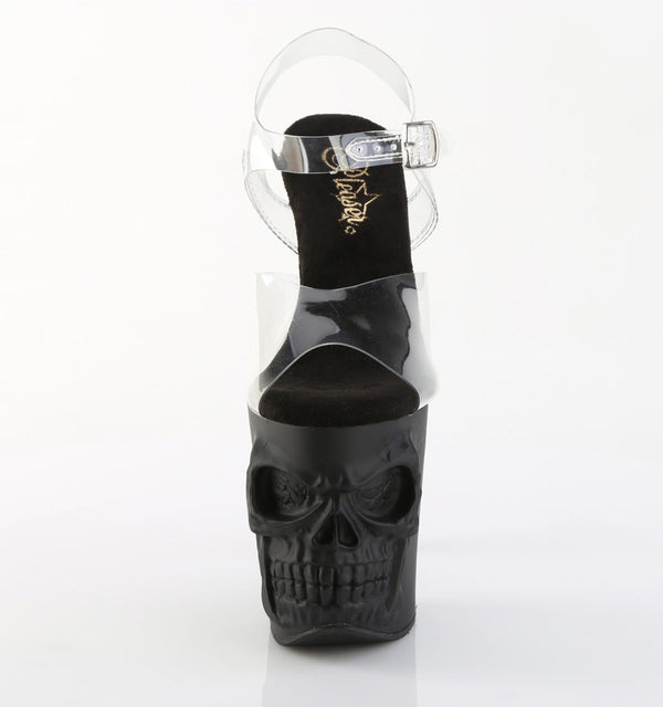 RAPTURE-808 Plateau Sandaletten Transparent/Schwarz Totenkopf von Pleaser – Ansicht 2