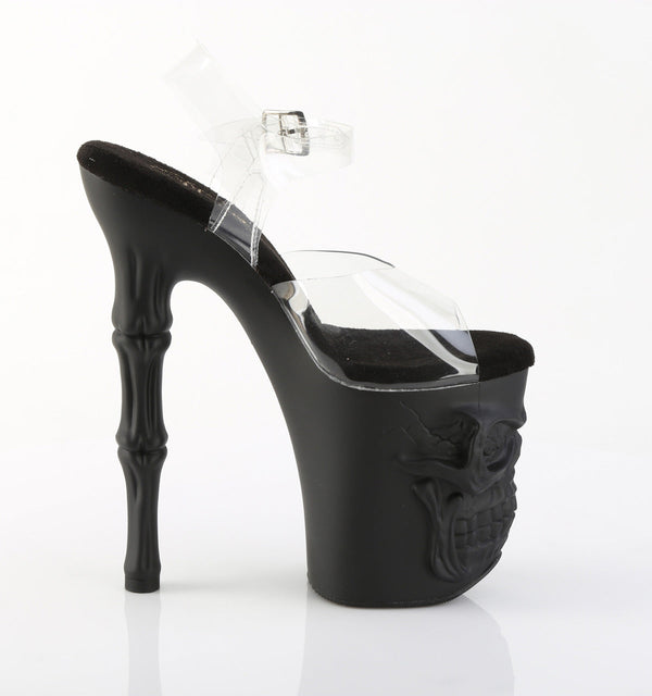 RAPTURE-808 Plateau Sandaletten Transparent/Schwarz Totenkopf von Pleaser – Ansicht 5