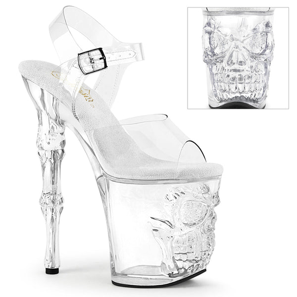 RAPTURE-808 Plateau Sandaletten Transparent Totenkopf von Pleaser