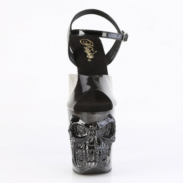 RAPTURE-808T-1 Plateau Sandaletten Transparent/Schwarz Totenkopf von Pleaser – Ansicht 2