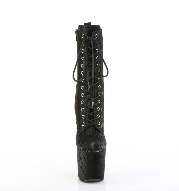 RAZZLE-1040WR Plateau Stiefeletten - Schwarz Matt Krokodilmuster von Pleaser – Ansicht 2