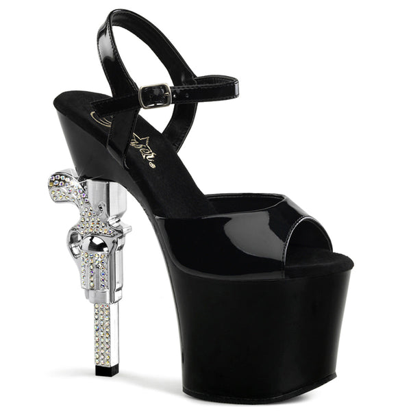 REVOLVER-709 Plateau Sandaletten Schwarz Lack von Pleaser