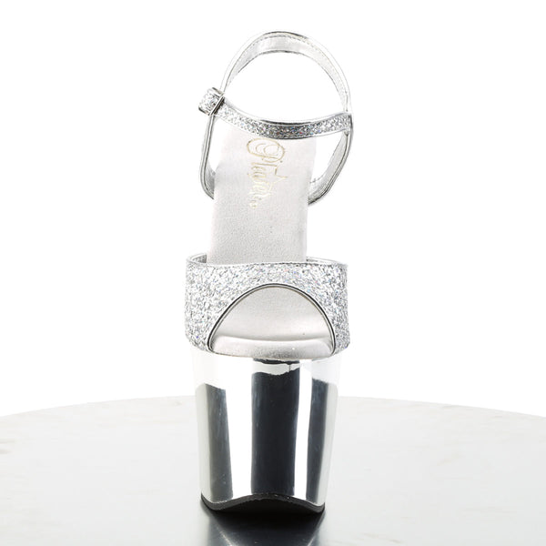 REVOLVER-709G Plateau Sandaletten Silber Chrome Glitzer von Pleaser – Ansicht 2