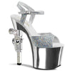 REVOLVER-709G Plateau Sandaletten Silber Chrome Glitzer von Pleaser